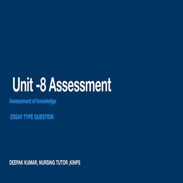  Assessment of knowledge