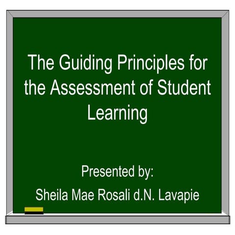 Guiding Principles for the Assessment of Student Learning