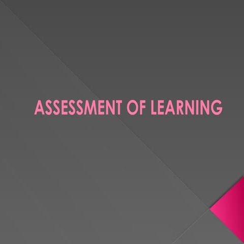 ASSESSMENT OF LEARNING k to 12 basic education