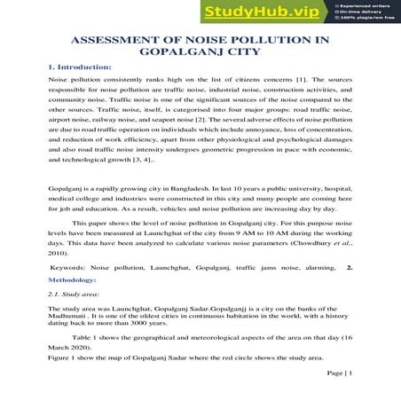 Noise pollution assessment in greater agartala city a case study | PDF