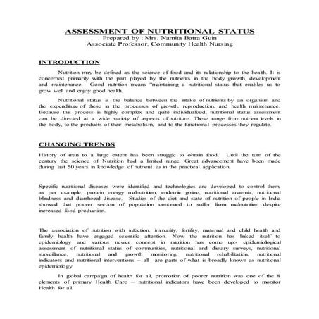 Assessment of nutritional status