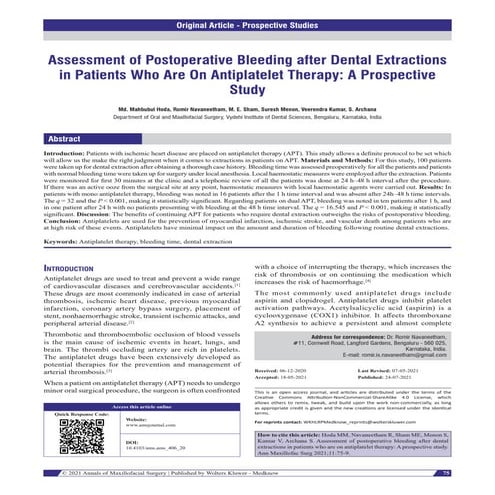 management of patients on oral anticoagulants & antiplatelet therapy ...