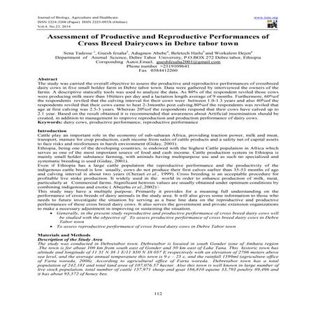 Assessment of productive and reproductive performances of cross