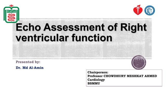 Echo assessment of RV function | PPTX