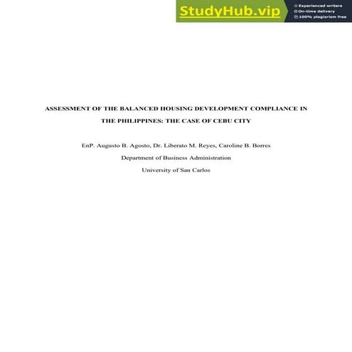 ASSESSMENT OF THE BALANCED HOUSING DEVELOPMENT COMPLIANCE IN THE ...