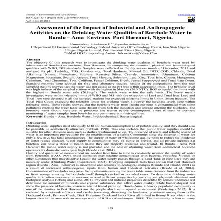 Quality Assessment of Water in Municipal Solid Waste Dumpsite Area | PDF