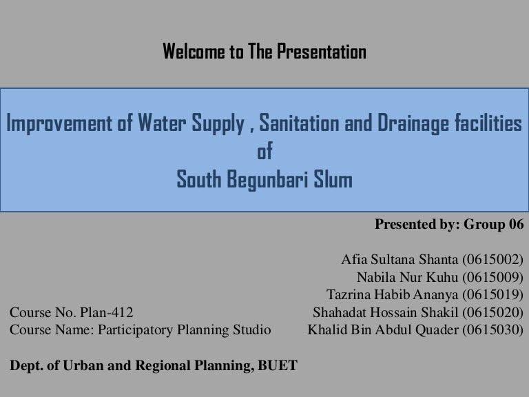 Assessment of Water Supply, Sanitation and Drainage Facilities of Sou…