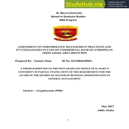 ASSESSMENT ON PERFORMANCE MANAGEMENT PRACTICES AND IT S CHALLENGES IN CASE OF...