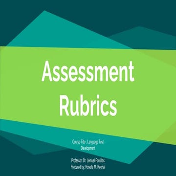 Assessment Rubrics
