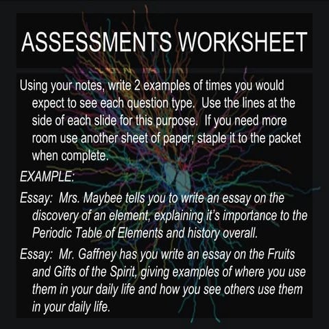 Assessments Worksheet