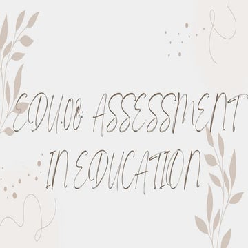 Assessment seminar for BEd first year students