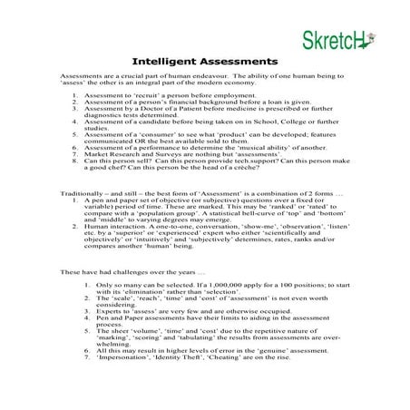 Assessments intelligence