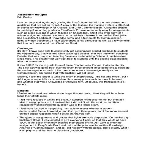 Assessment Thought, Jan 2010