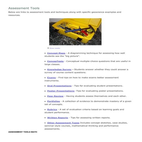 Assessment tools