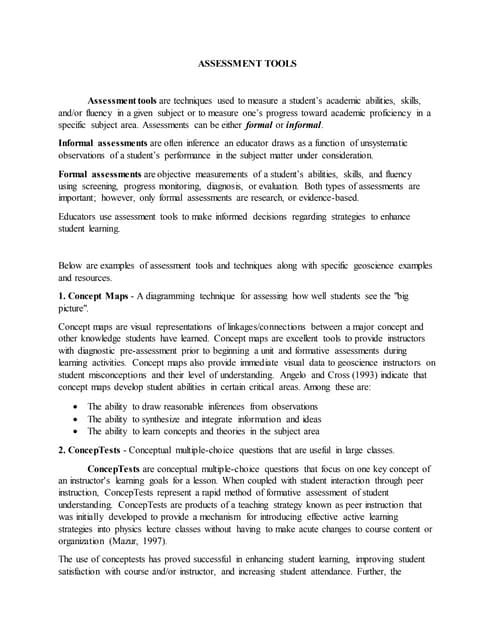 Assessment tools