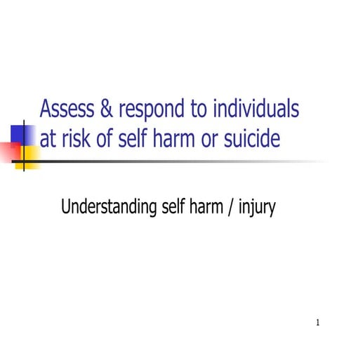 Assess And Respond To Individuals At Risk Of Self-harm Or Suicide Week 4