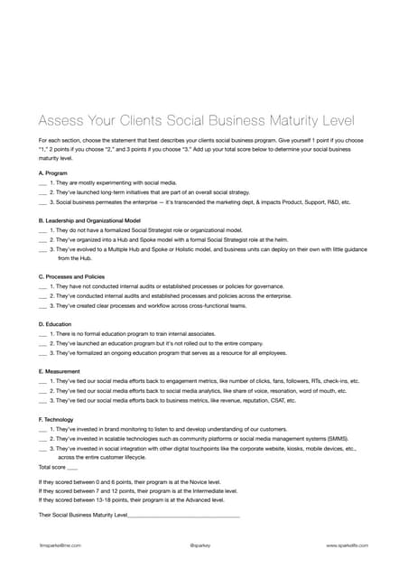 Assess your clients social business maturity level