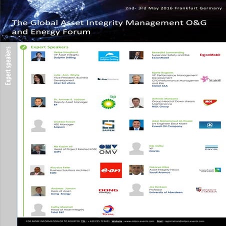 GLOBAL ASSET INTEGRITY, MAINTENANCE & INSPECTION MANAGEMENT SUMMIT