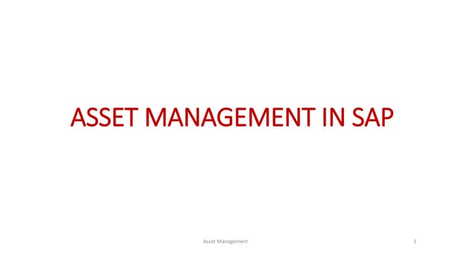 Asset management in sap