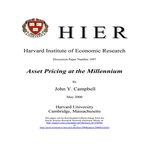 Asset Pricing at the millennium