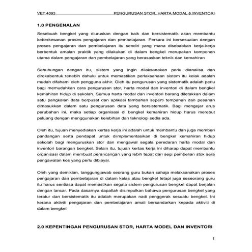 VET 4093- Pengurusan Stor, Harta Modal dan Inventori