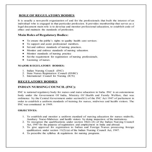 Assgn on role of regulatory bodies