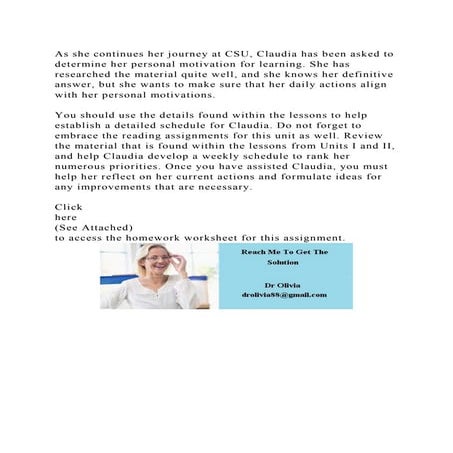 As she continues her journey at CSU, Claudia has been asked to deter.docx