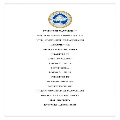 Porter's Diamond theory