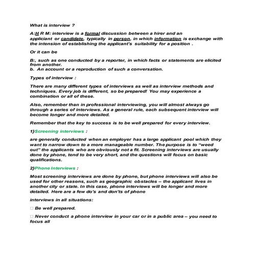 Assighment interview