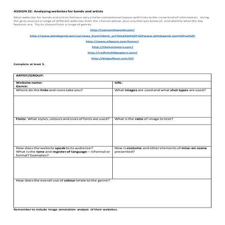 Assign 22 website of artists