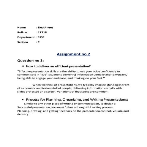 Assignemnt presentation skills english