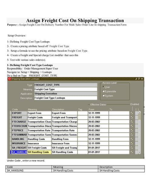 Assign Freight Cost On Shipping Transaction