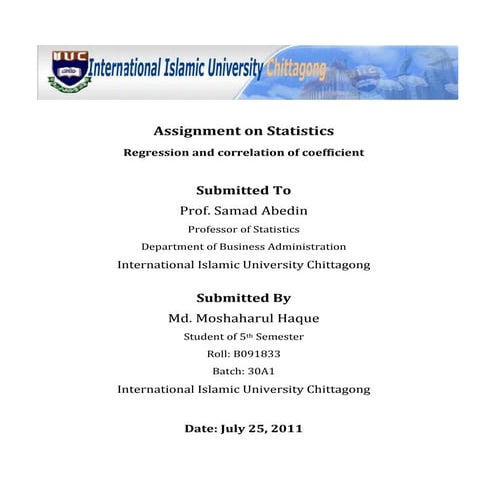 Assignment on Corelation Coefficient