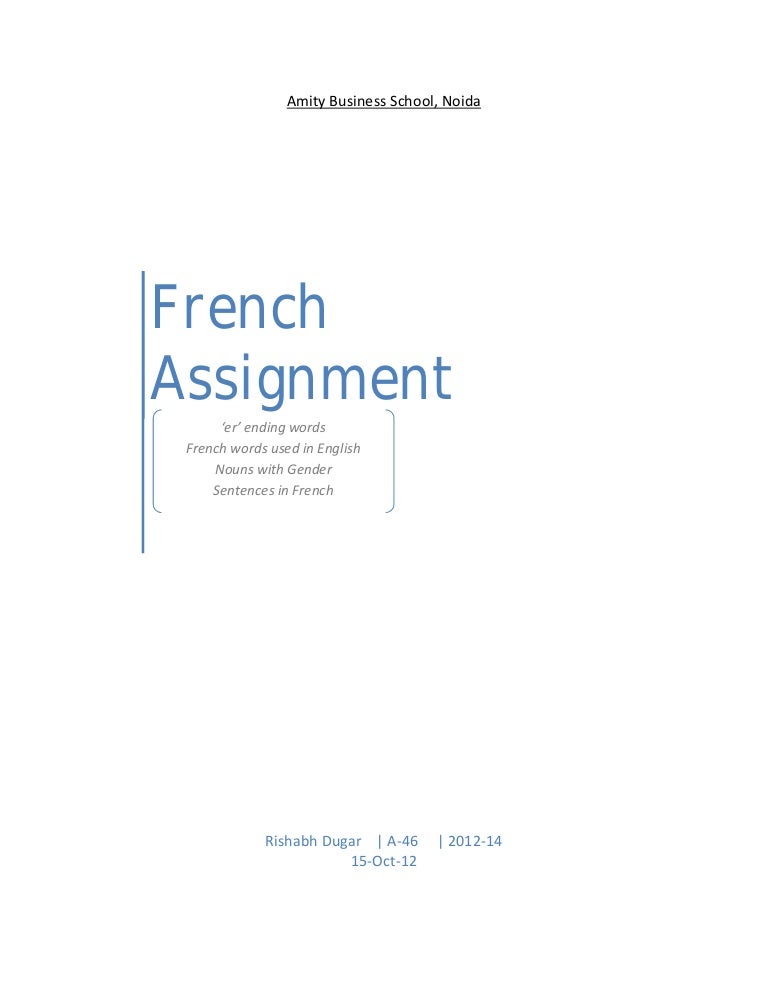 assignment in french meaning