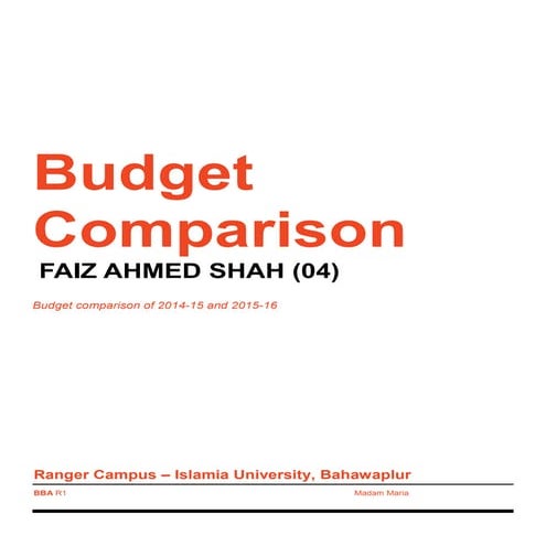 Comparison of budget 2014-15 and 2015-16 (pakistan)
