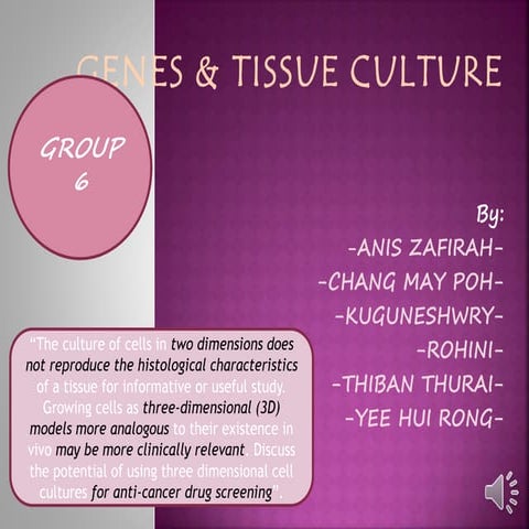 Genes and Tissue Culture Technology Assignment (G6)