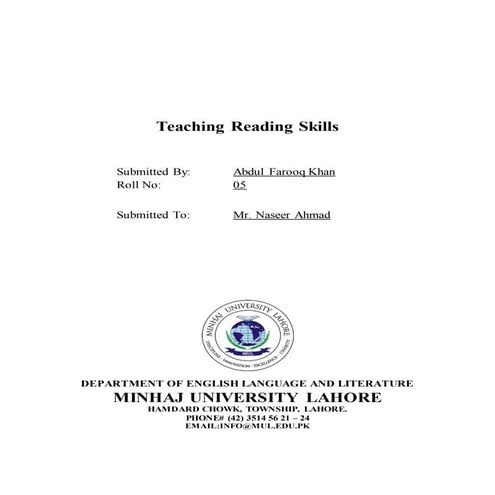 Teaching Reading Skills