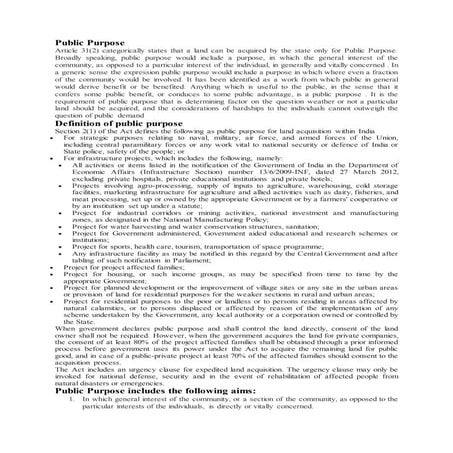 public purpose  under land acqustgion act,2013