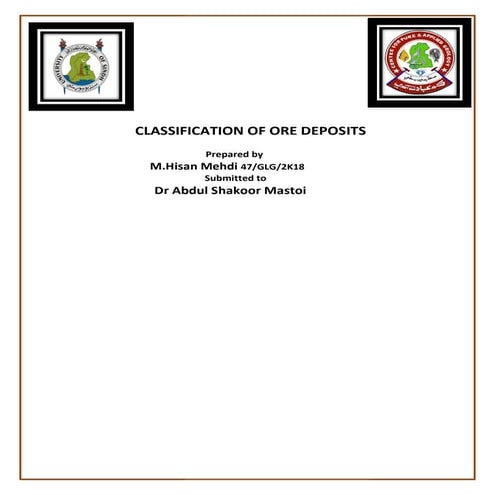 Classification of Ore Deposits | Economic Geology 