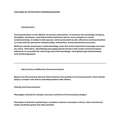 Factors of effective communication assignment