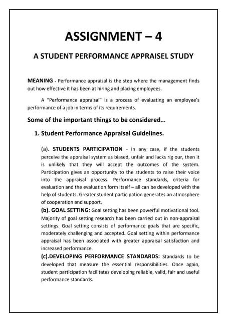 A STUDENT PERFORMANCE APPRAISEL STUDY