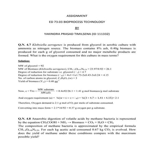 Assignment bioprocess
