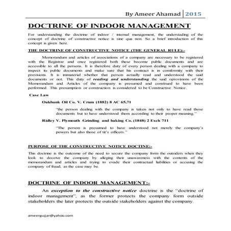 Doctrine of Indoor Management