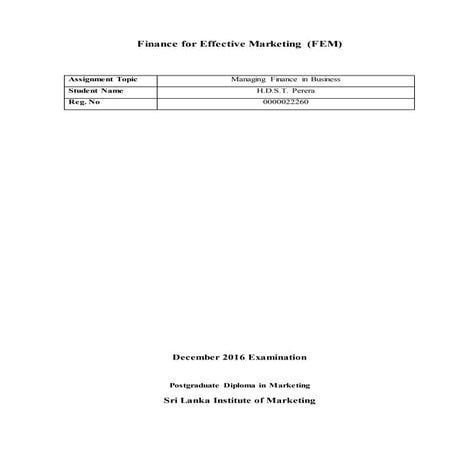 Managing Finance in Business