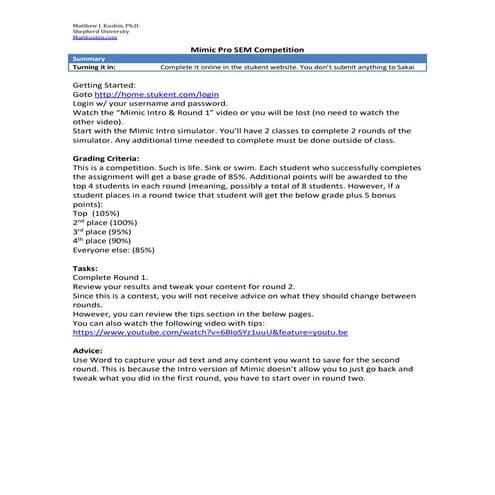 Mimic Intro Competition Assignment