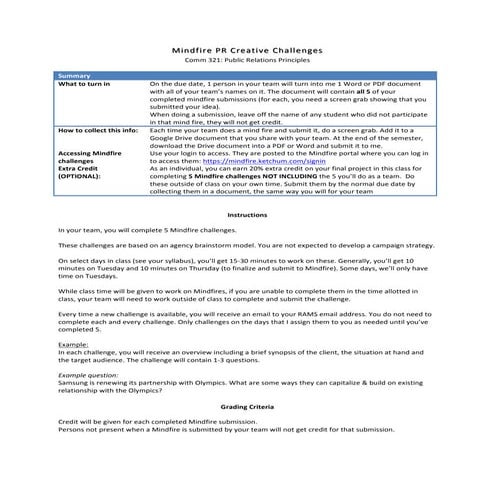 Ketchum Mindfire Assignment for the PR Class