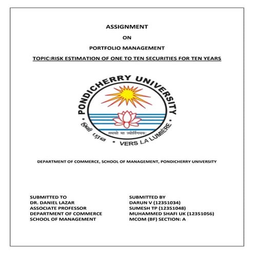 RISK ASCERTAINMENT OF 