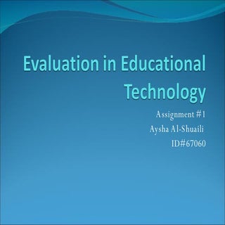 Assignment #1. Evaluation in educat...