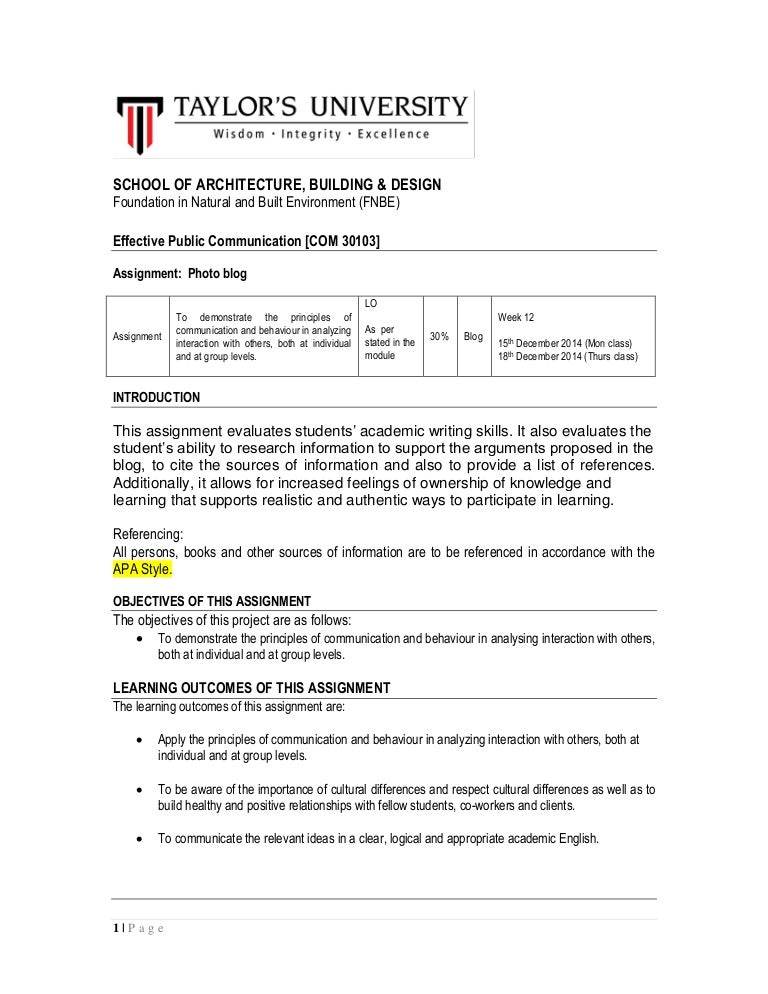 Communication homework assignment picture