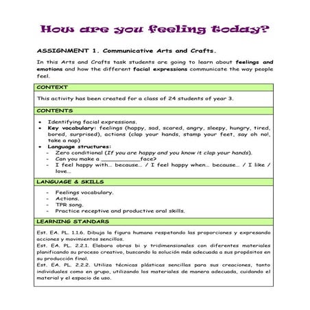 Assignment 1. communicative arts &amp; crafts